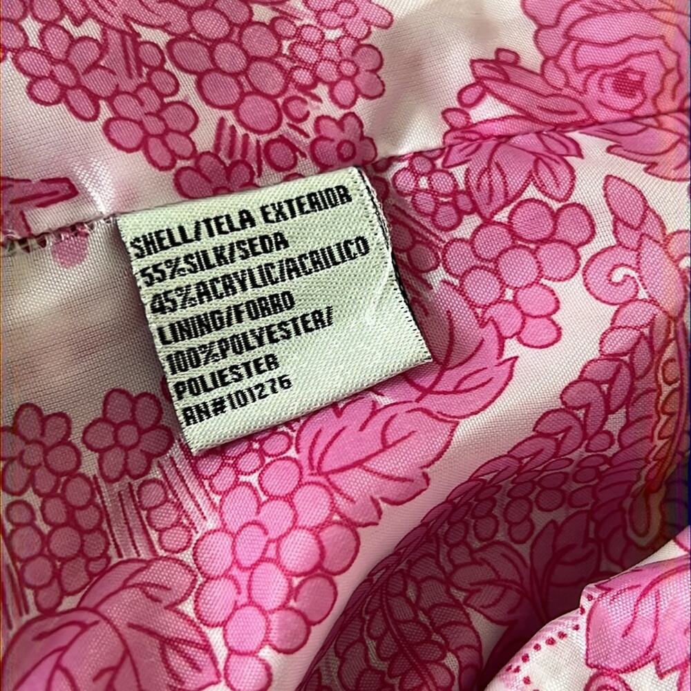 I.C.E. Pink Woven Silk Blend Suit Jacket Blazer Woman Size 6 Jewel Buttons - Picture 12 of 12